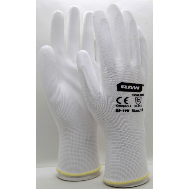 MONTAGEHANDSKE RAW BASIC 8 VIT SUPERTUNN DOPPAD I PU | Beijerbygg Byggmaterial
