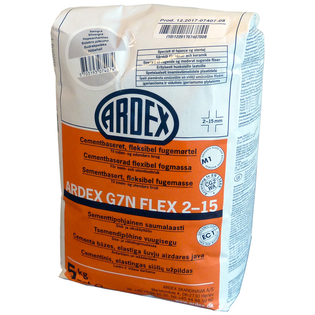 KLINKERFOG ARDEX G7N FLEX 2-15 SILVERGRÅ 5KG | Beijerbygg Byggmaterial