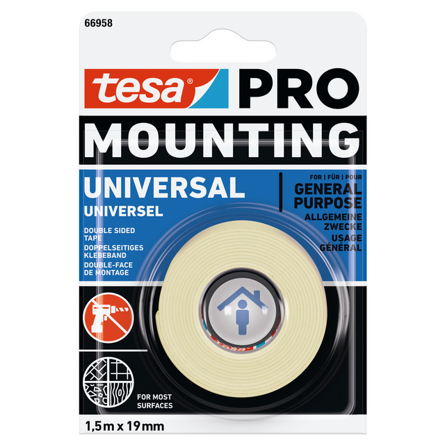 MONTERINGSTEJP 66958 TESA PRO UNIVERSAL 19MM 1,5M | Beijerbygg Byggmaterial MONTERINGSTEJP 66958 TESA PRO UNIVERSAL 19MM 1,5M | Beijerbygg Byggmaterial