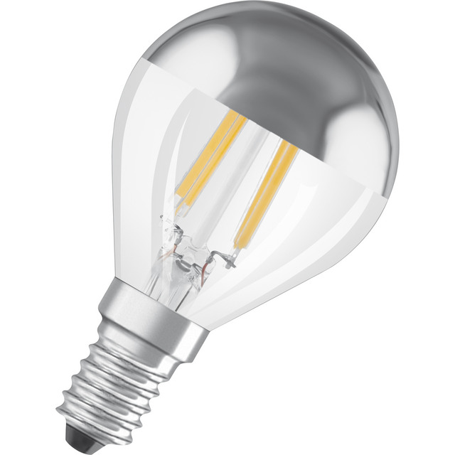 LED-LAMPA OSRAM KLOT (34) E14 SILVER TOPPFÖRSPEGLAD CL P 4W | Beijerbygg Byggmaterial