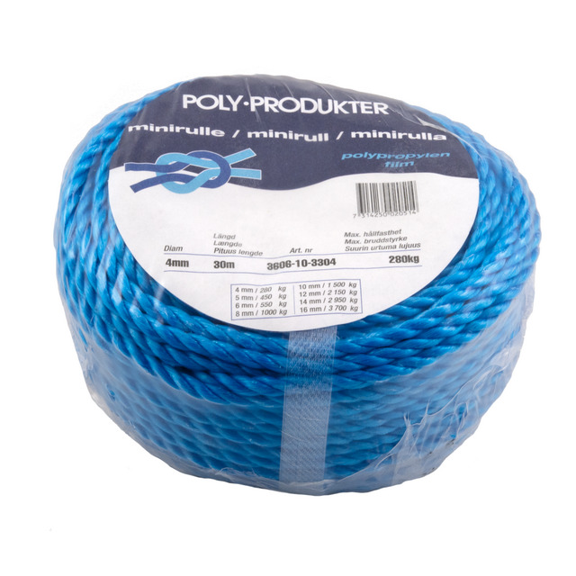 TÅGVIRKE POLY POLYPROPYLEN 3-SLAGET BLÅ 4MMX30M | Beijerbygg Byggmaterial