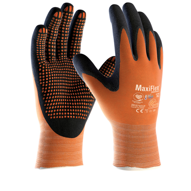 MONTAGEHANDSKE 42-848 MAXIFLEX ENDURANCE SV/OR DOTS STL 8 | Beijerbygg Byggmaterial