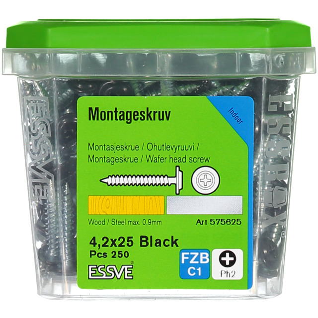 MONTAGESKRUV SH 4,2X25 SVART 250ST FZB         (6) 406511