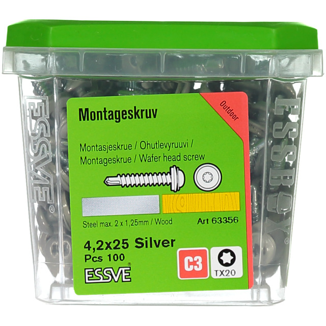 MONTAGESKR MBR RFR SILV 4,2X25 RAL9006 TX20 100ST